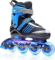 PAPAISON Adjustable Inline Skates for Kids 4-16 Boys Girls, Light Up Wheels Roller Skates Outdoor Indoor Fun Illuminating Skates