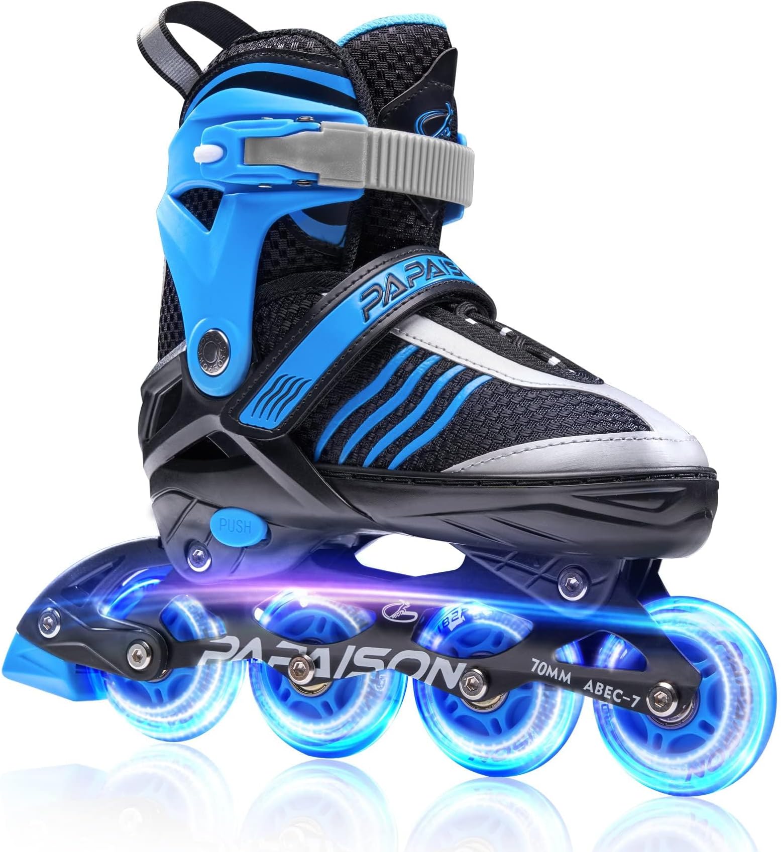 PAPAISON Adjustable Inline Skates Boys Ages 4-16, Roller Skates for Girls Kids Ages 5-8 8-12 with Full Light Up Wheels, Outdoor Skates Illuminating Skates for Children Teens Women