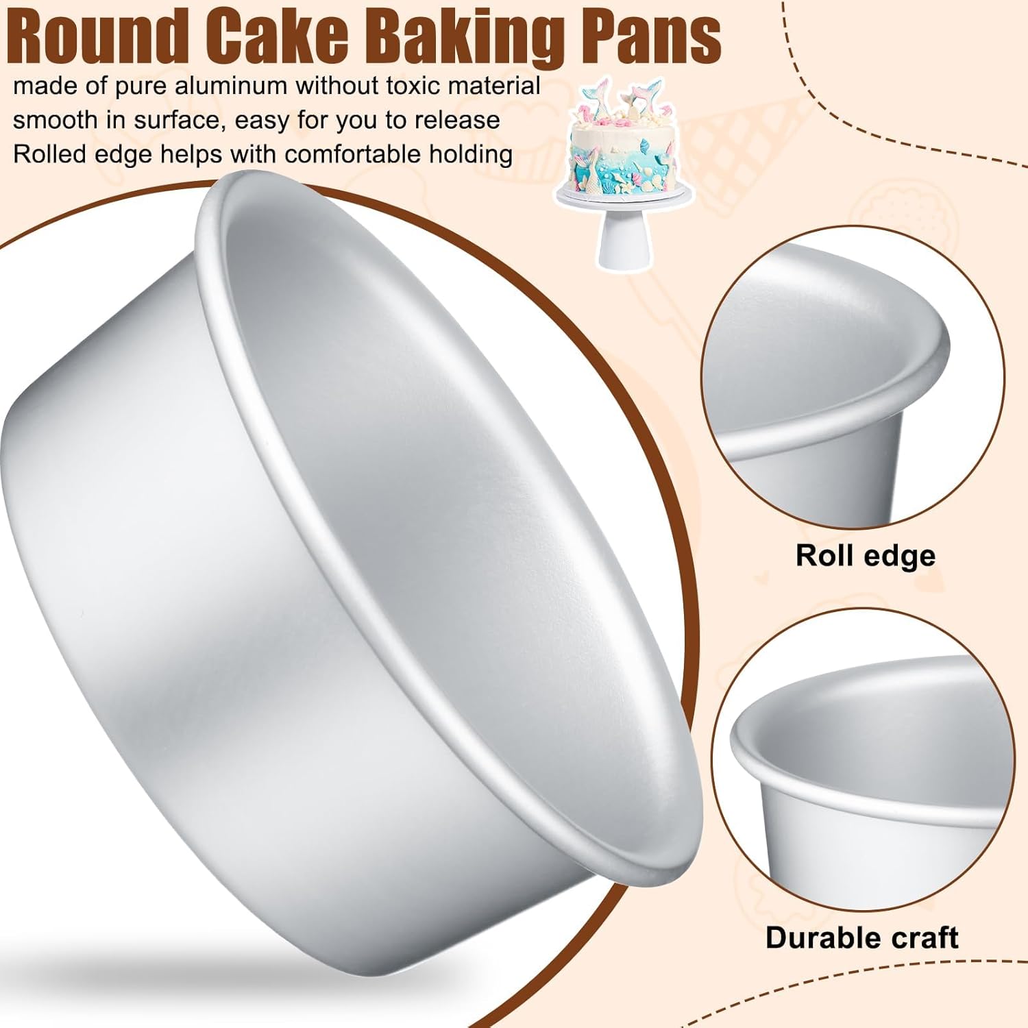 Small 4 Inch Cake Pan Set, Mini Round Aluminum Cake Baking Pans for Deep Dish Pizza, Tins for Tiered Cakes, Cheesecake, and Brownies for Oven(24pc)