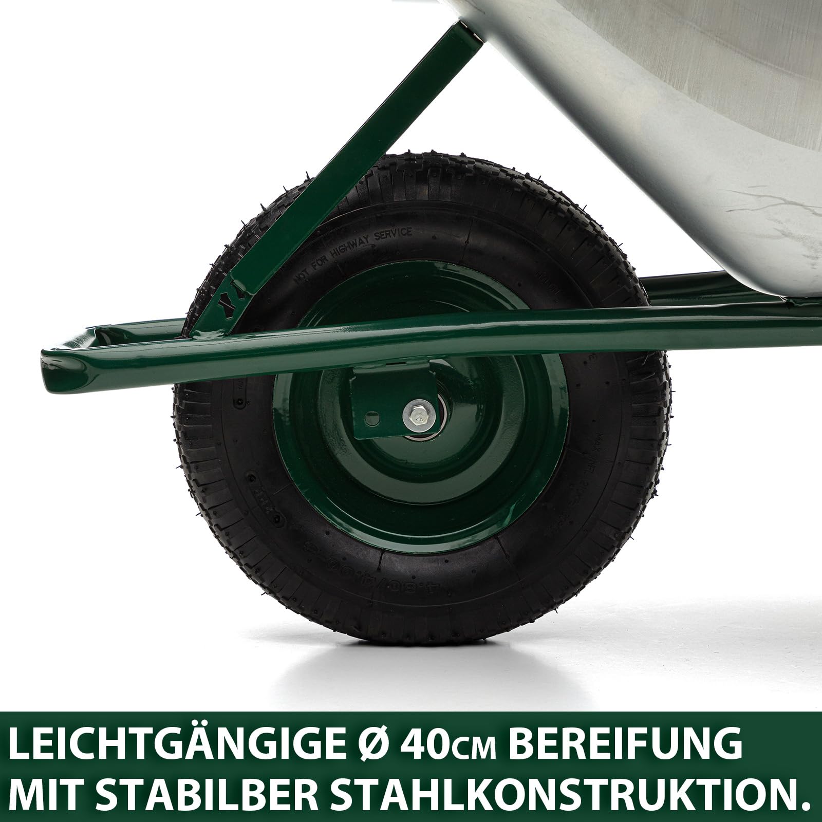 MIDORI® Schubkarre mit 100 Liter Volumen & 210 kg Tragkraft | Bauschubkarre mit Luftreifen & verzinkter Wanne | Gartenschubkarre mit Stahlfelge & Stahlrahmen