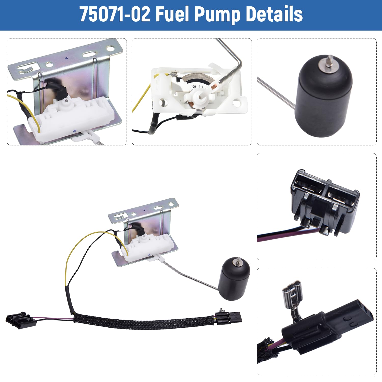 75071-02 Gas Tank Fuel Level Sender Sending Unit Fuel Fits for Harley-Davidson FLHT/FLHTC/FLHTCI/FLHTCSE / FLHTCSE2 / FLHTCUI/FLHTI/FLHTPI/FLHTRI/FLTR/FLTRI 2002-2005