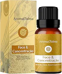 Blend Puro de Óleos Essenciais - Foco & Concentração - Mistura Natural Para Melhorar o Foco e Eliminar Distrações I Essencial Para Estudos e Trabalho - Aroma D’alma