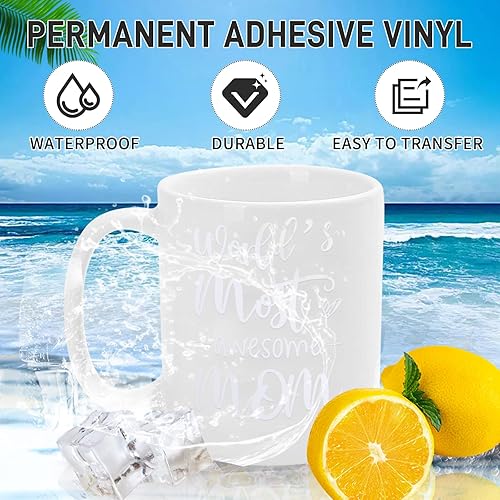 Miniatura 5 de iImagine Vinyl Rollo de vinilo permanente blanco mate de 12 pulgadas x 42 pies, rollo de vinilo adhesivo permanente para siluetas, cortadores de