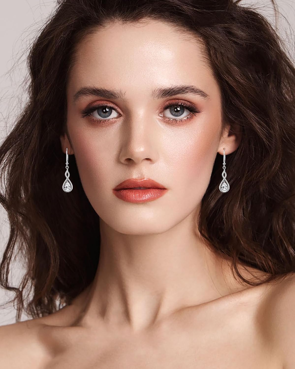 Infinity Birthstone Earrings 925 Sterling Silver Pear Birthstone Dangle Earrings Birthday Mothers Day Anniversary Christmas Earrings Jewelry for Women - Image 4