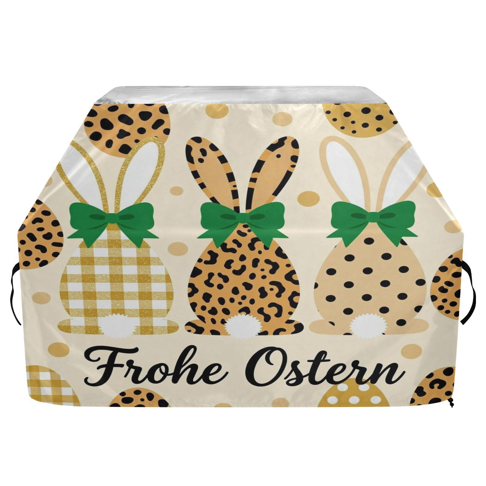 Duży pokrowiec na grilla 150 cm, wytrzymały, odporny na rozdarcie, odporny na blaknięcie materiał do użytku na zewnątrz, duży pokrowiec na grilla Happy Easter Bunnies Vintage Leo