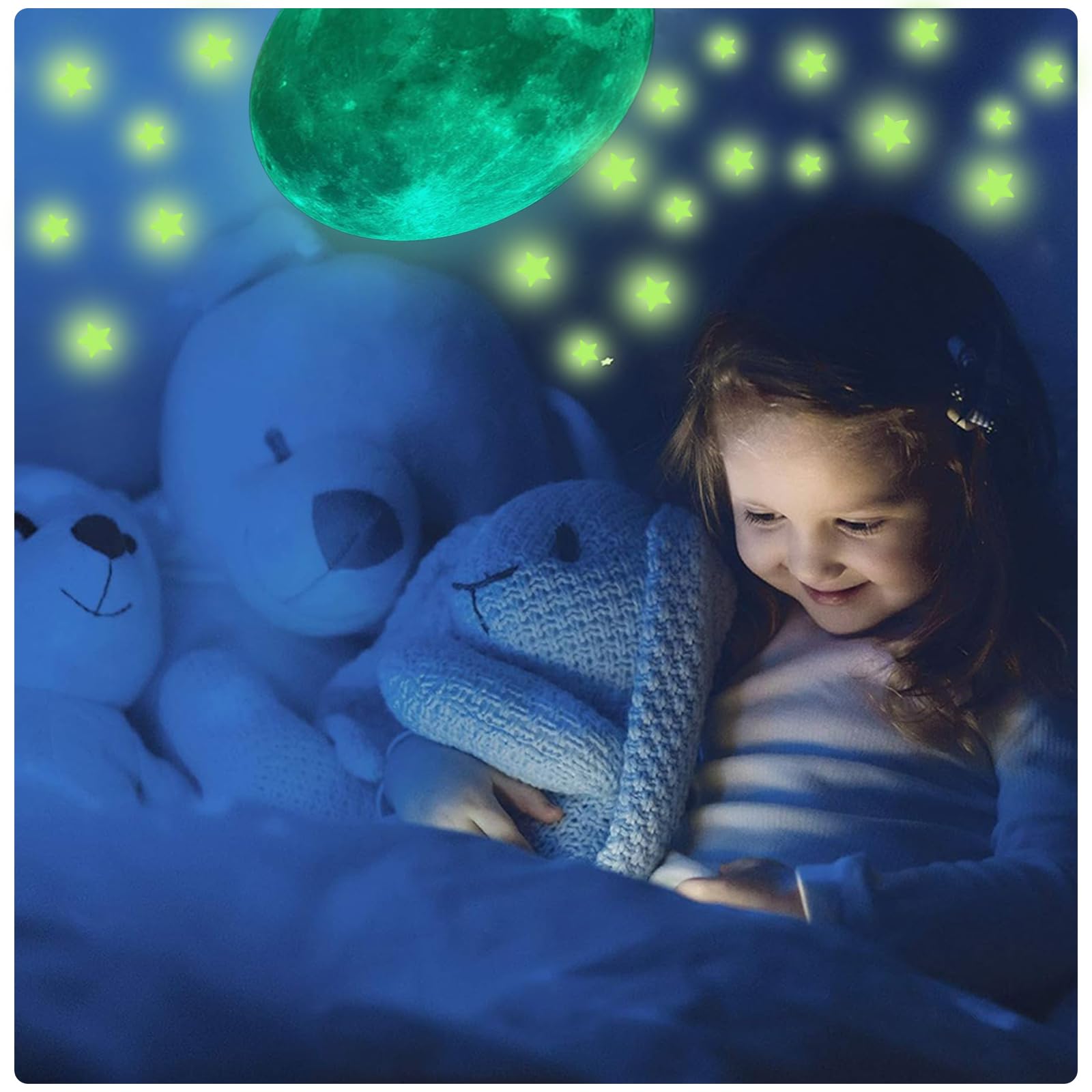 334 Piezas Estrella Luminoso Pegatinas, Absorción luz Estrellas Fluorescentes para Techo, Punto Estrella Luna Pegatinas Fluorescentes para Decoración Dormitorio Niñas, Niños