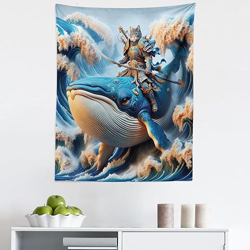 Miniatura 97 de Ambesonne Tapiz hawaiano, Costa Na Pali en la isla de Kauai en Hawái, día soleado, horizonte de montaña, colgante de pared para dormitorio, sala