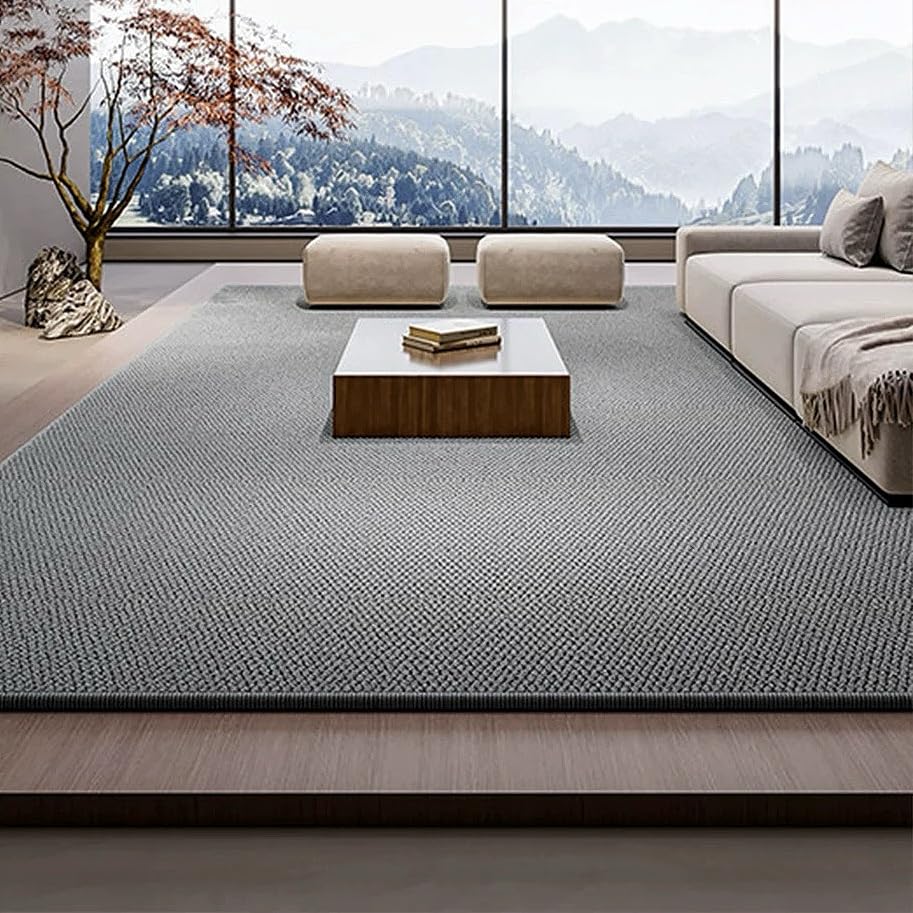 Alfombra salón lavable antimanchas impermeable y antideslizante gris que evita resbalones