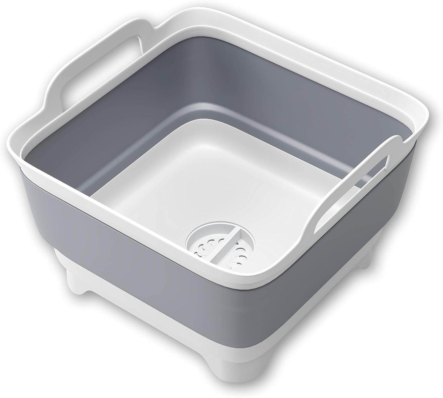 Vamako 9L Collapsible Dish tub Portable Sink, Folding Laundry tub, Washing Basin with draining Plug, Collapsable Dish Drainer, Camping Dish Washing tub, Portative wash Dish Basin. Gray: Kitchen & Dining