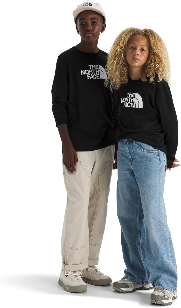 Camiseta de manga larga THE NORTH FACE Evolution Half Dome | Camisa de algodón para niños y niñas con gráfico del logo en la parte delantera y mangas ajustadas