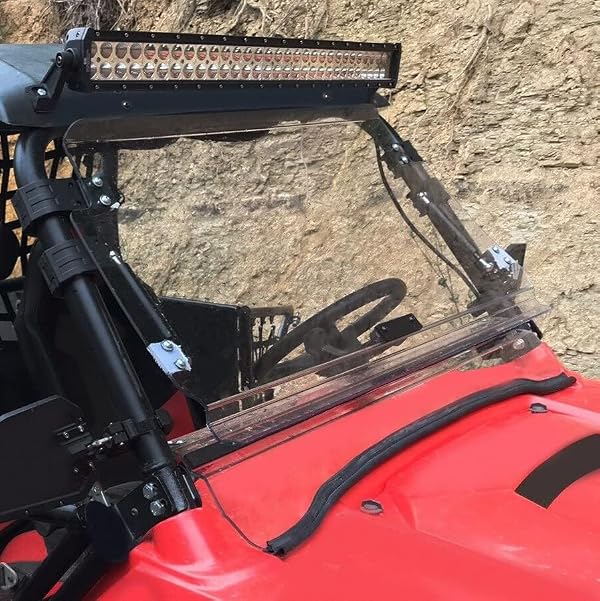 HECASA Front 2-in-1 Windshield Compatible with 2008-2023 Polaris RZR 570 / 570 S/ 800 / 4 800 / S 800 / XP 900 / XP 4 900 Flip Clear Windscreen Scratch Resistant Gas Spring Included Closed Open by HECASA - Image 4