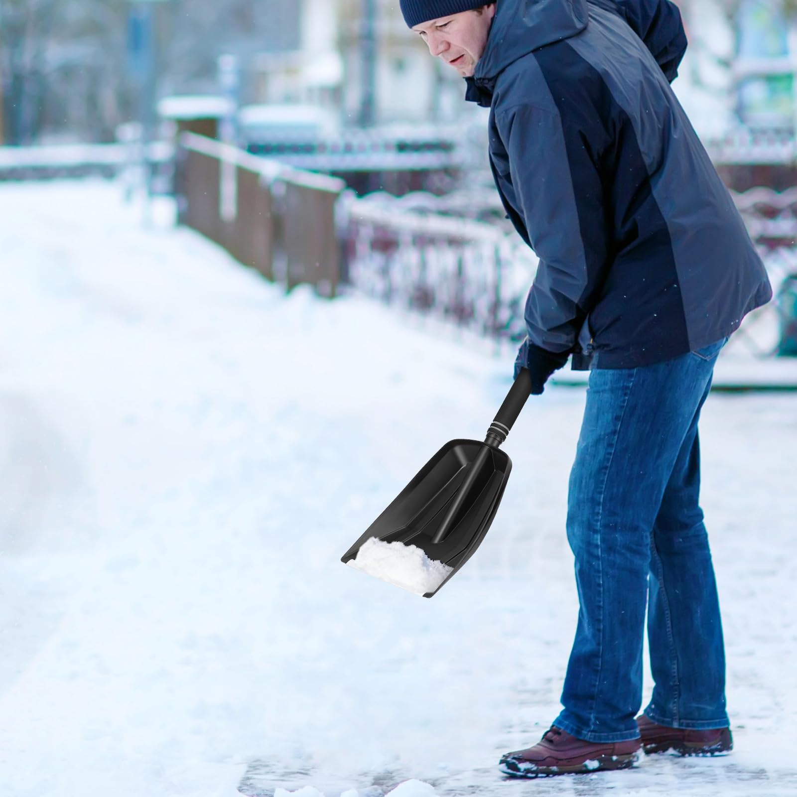 FRCOLOR Pelle à Neige Outil de Déneigement Hivernal en ABS et Alliage Légère Rétractable pour Déneigement de Voiture pour Conduite en Hiver et Randonnée