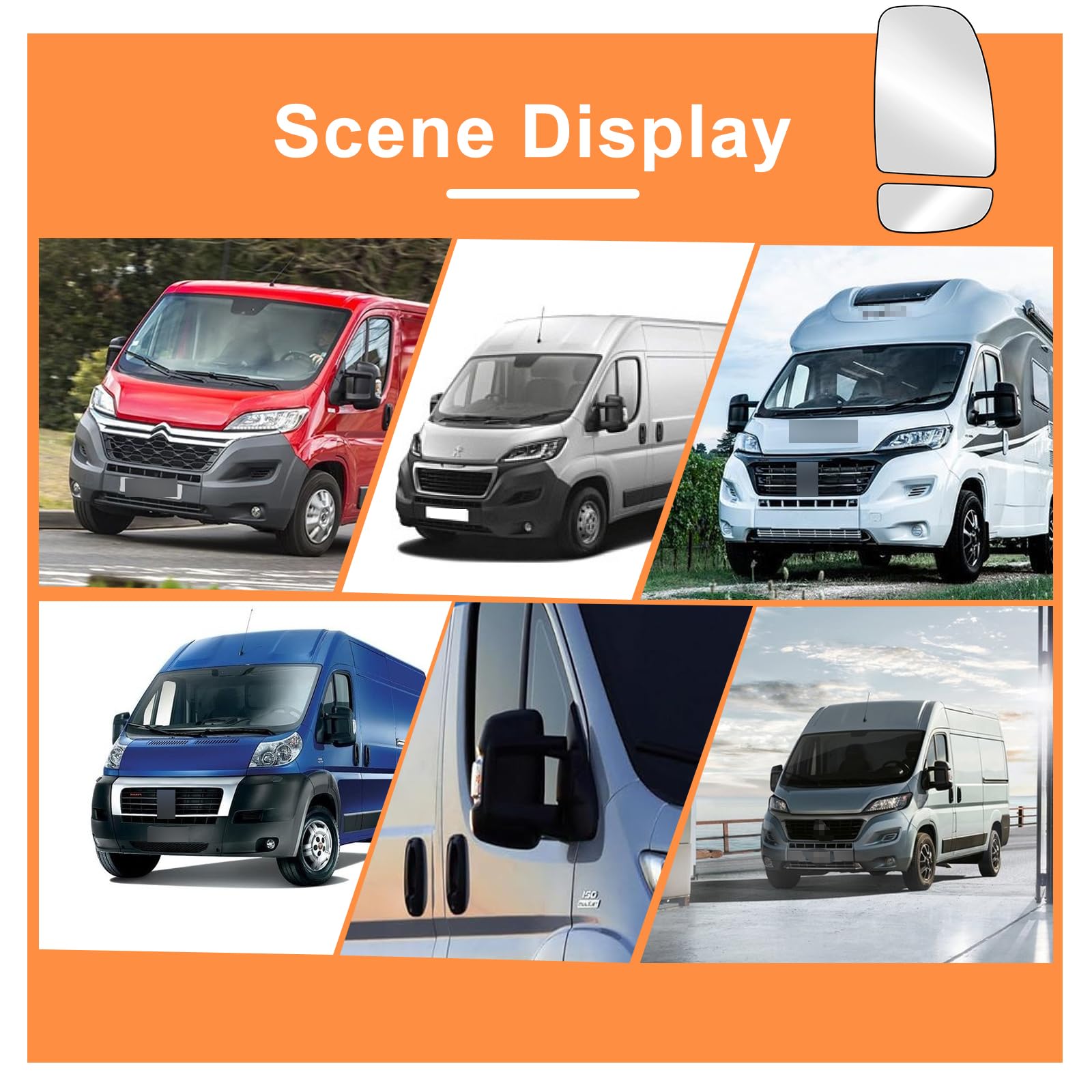 Vetro di ricambio per Ducato Jumper Boxer Movano C 2006 – 2023, riscaldabile, convesso, specchietto retrovisore esterno in vetro, lato conducente, asferico, specchietto retrovisore, lente di