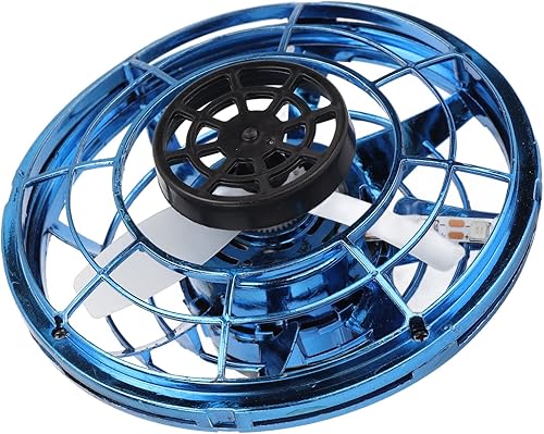 Flying Spinner, juguetes pequeños OVNI operados a mano, 4 tipos de juego volador para exteriores para niños (azul)