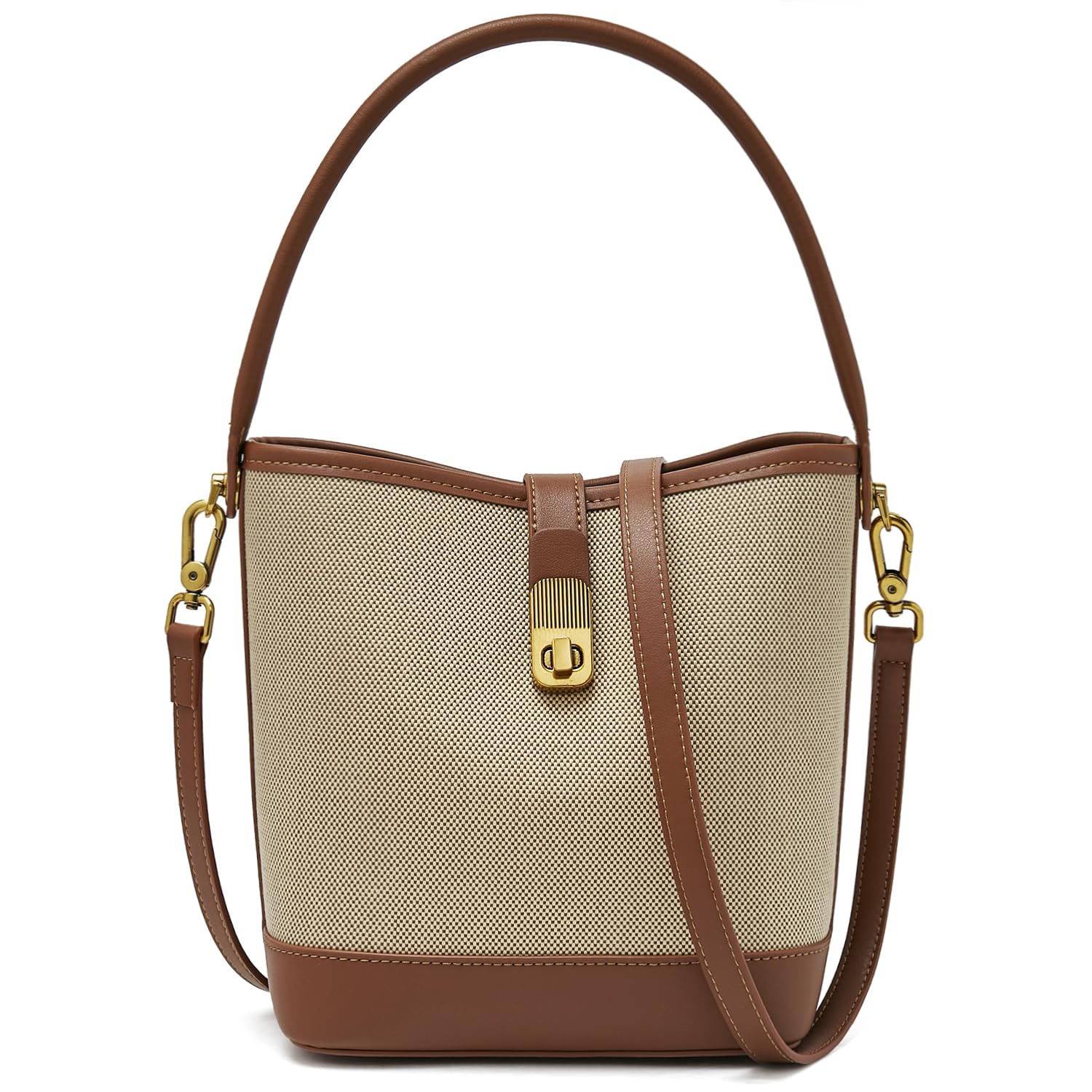 FOXLOVER Small Bucket Bag For Women Fashion Simplicity Crossbody Handbag Designer Shoulder Purse (White)