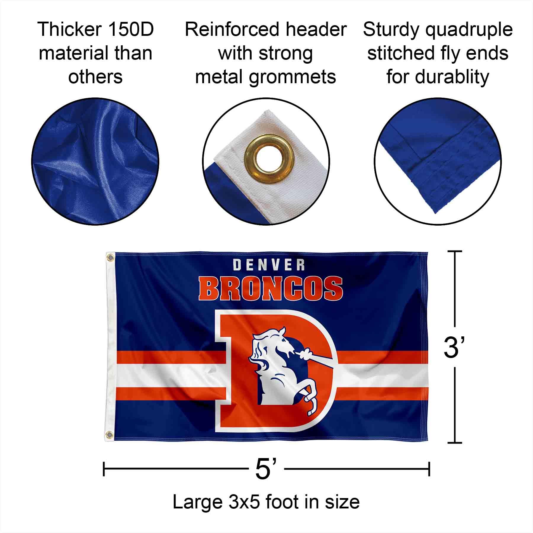 Denver Broncos Banderole rétro vintage et tapisserie murale