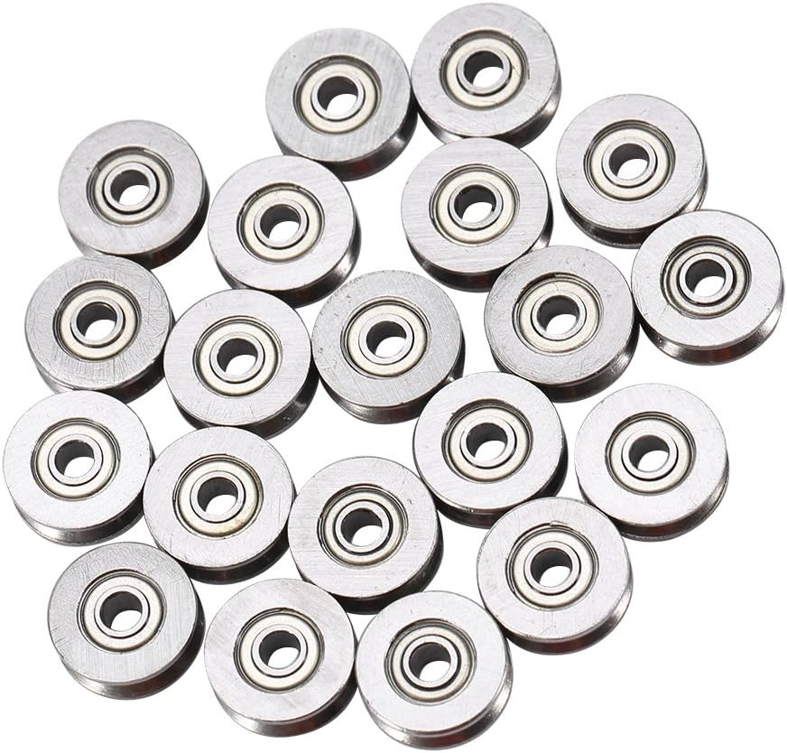 20pcs V623ZZ Miniature Steel V-Groove Pulley Bearing 3x12x4mm Double Shielded for Rail Track Linear Motion System