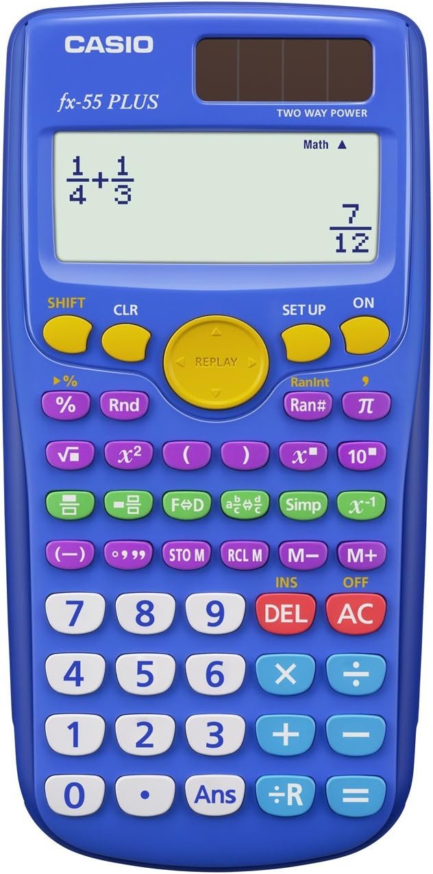 fx-55PLUS Fraction Calculator – Elementary/Middle School Math Made Easy | Fractions, Mixed Numbers, Simplification | Great for Classroom Learning