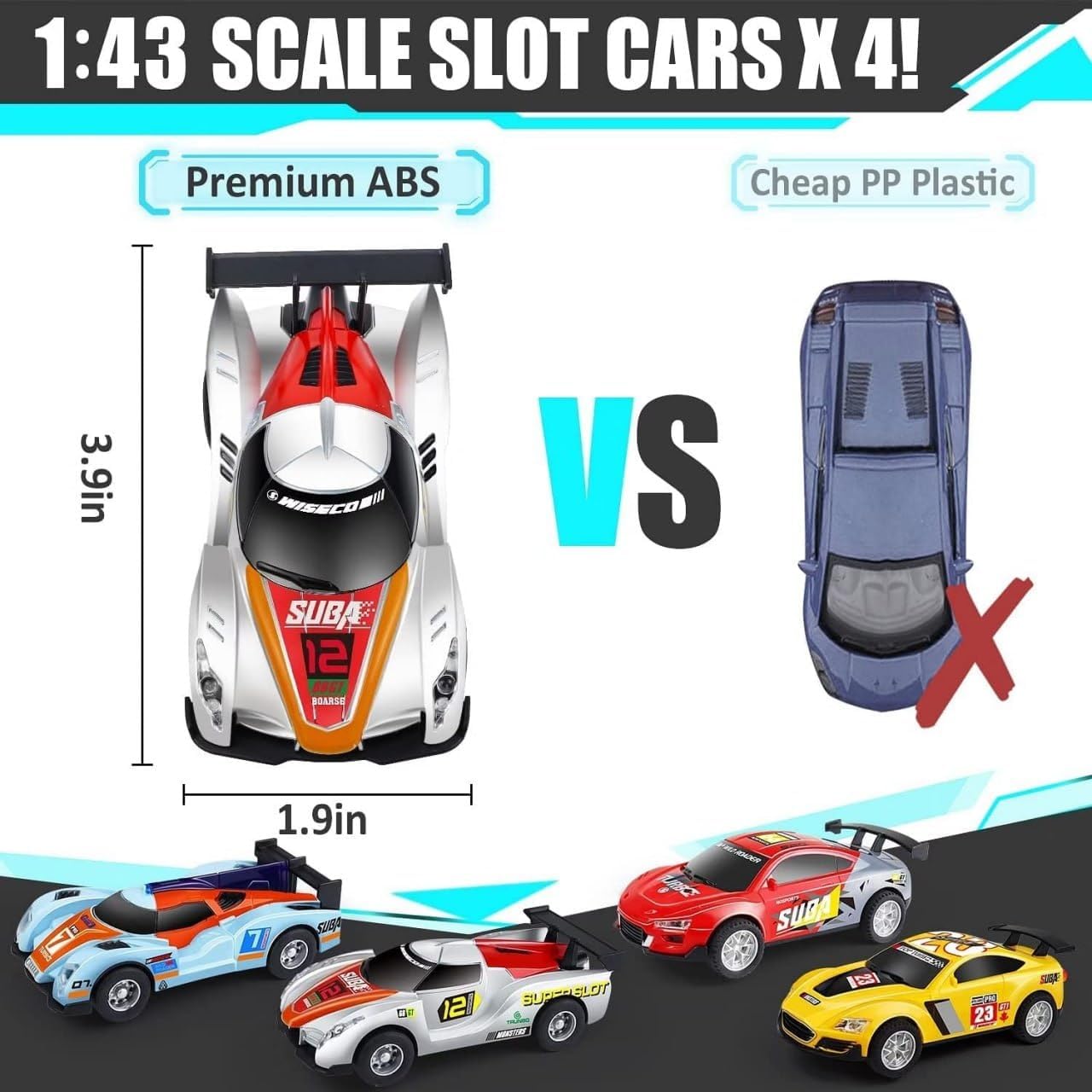 JOYJAY Electric High-Speed Slot Car Race Track Sets,1:43 Scale Dual Race Track with 2 Slot Cars and 2 Hand Controllers,Race Track for Boys Girls (440 CM) 4