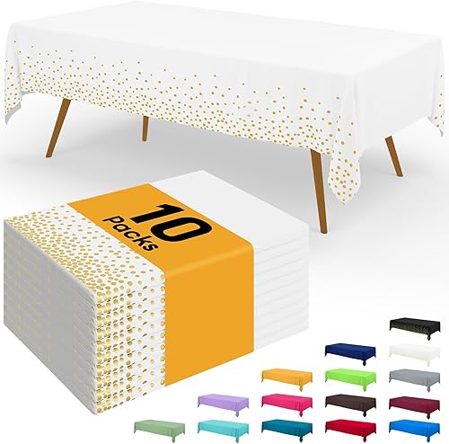 Miniatura 10 de Smiry - Juego de 6 manteles desechables, manteles rectangulares impermeables de 54 x 108 pulgadas para fiestas, mantel de plástico decorativo, a