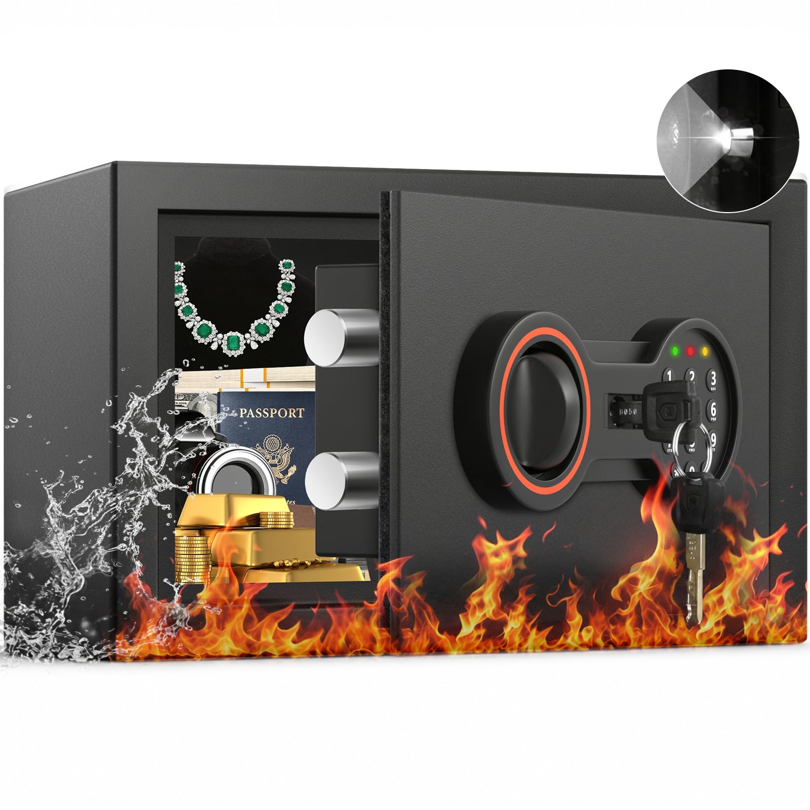Photo 1 of [2026 0.5H 1700°F] Mini Fireproof Safe, 14.8Lbs Heavy Small Fire Safe Box