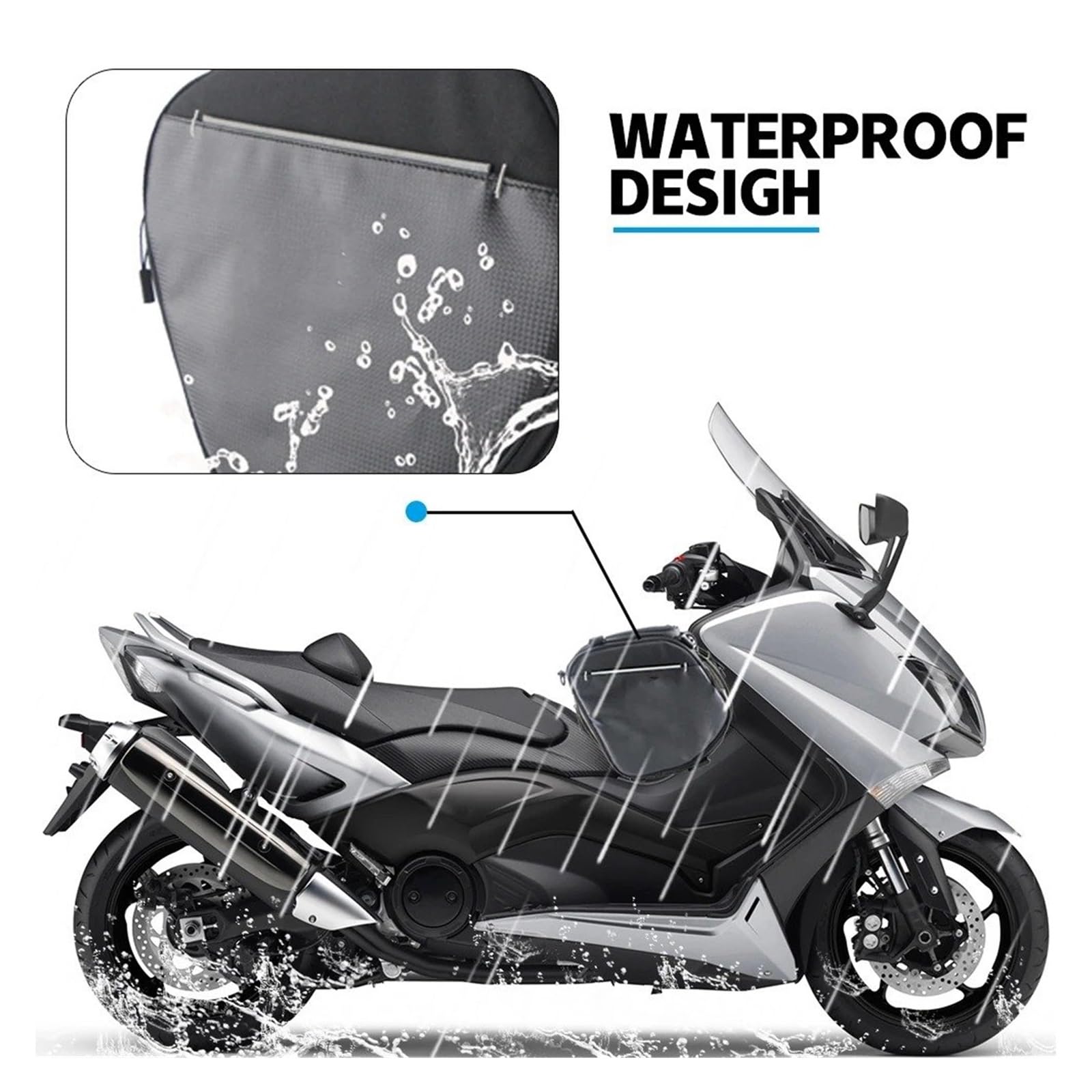 Sacoche De Réservoir Tunnel Pour Scooter 15 L – Compatible XMAX 125-400, NMAX 125-160, TMAX 500-560 – Avec Housse De Pluie