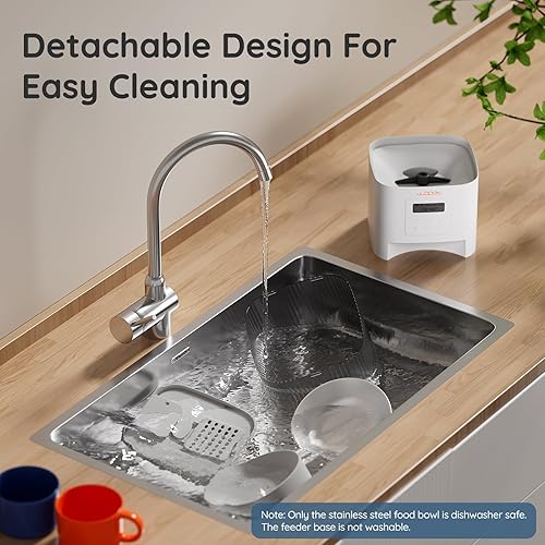 Miniatura 6 de WOPET Comedero automático para gatos, alimentador automático para perros de 4 litros con batería de 180 días, dispensador programable de comida para