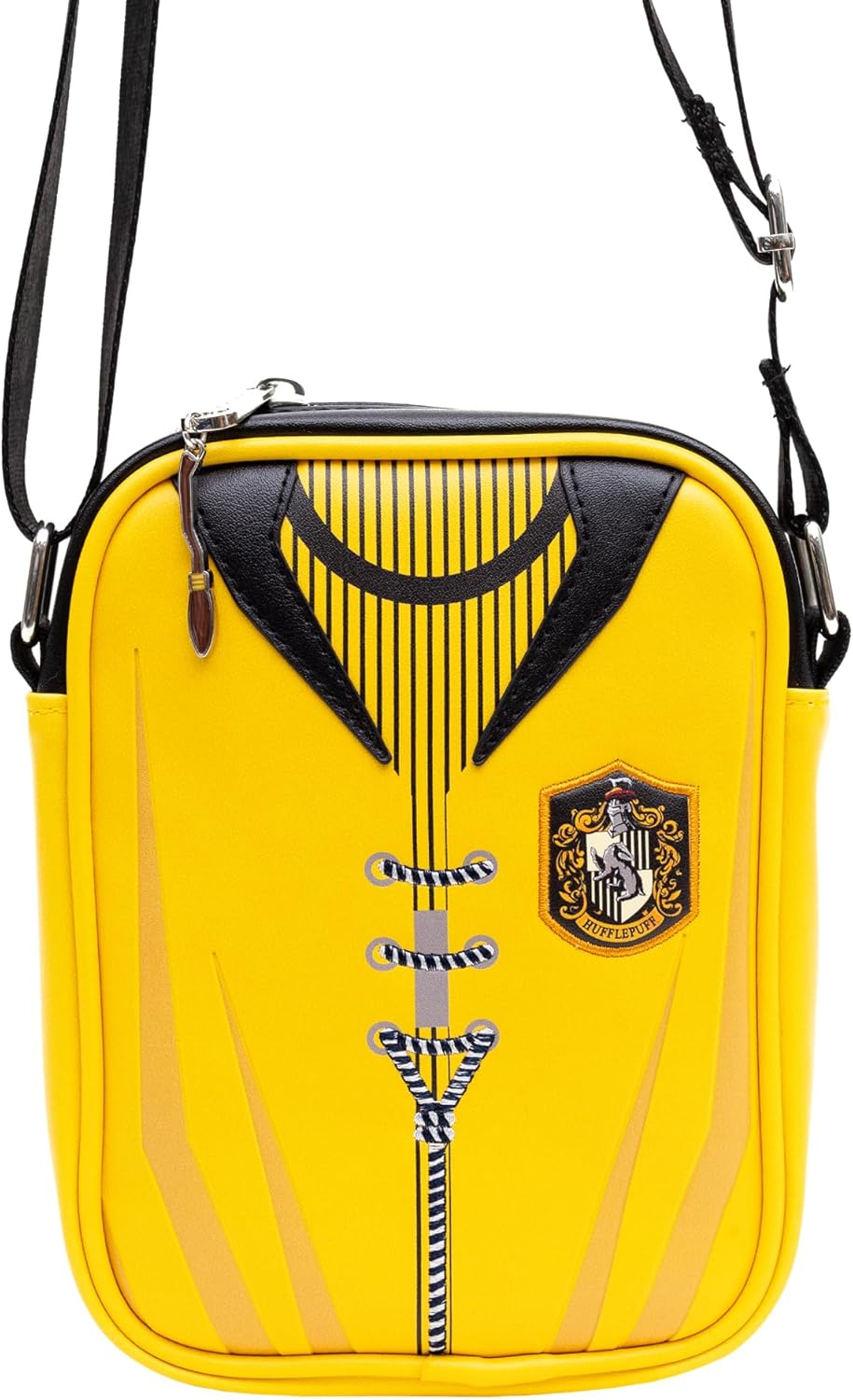The Wizarding World of Harry Potter Vegan Leather Crossbody Bag with Adjustable Straps, Hogwarts Hufflepuff Quidditch Uniform