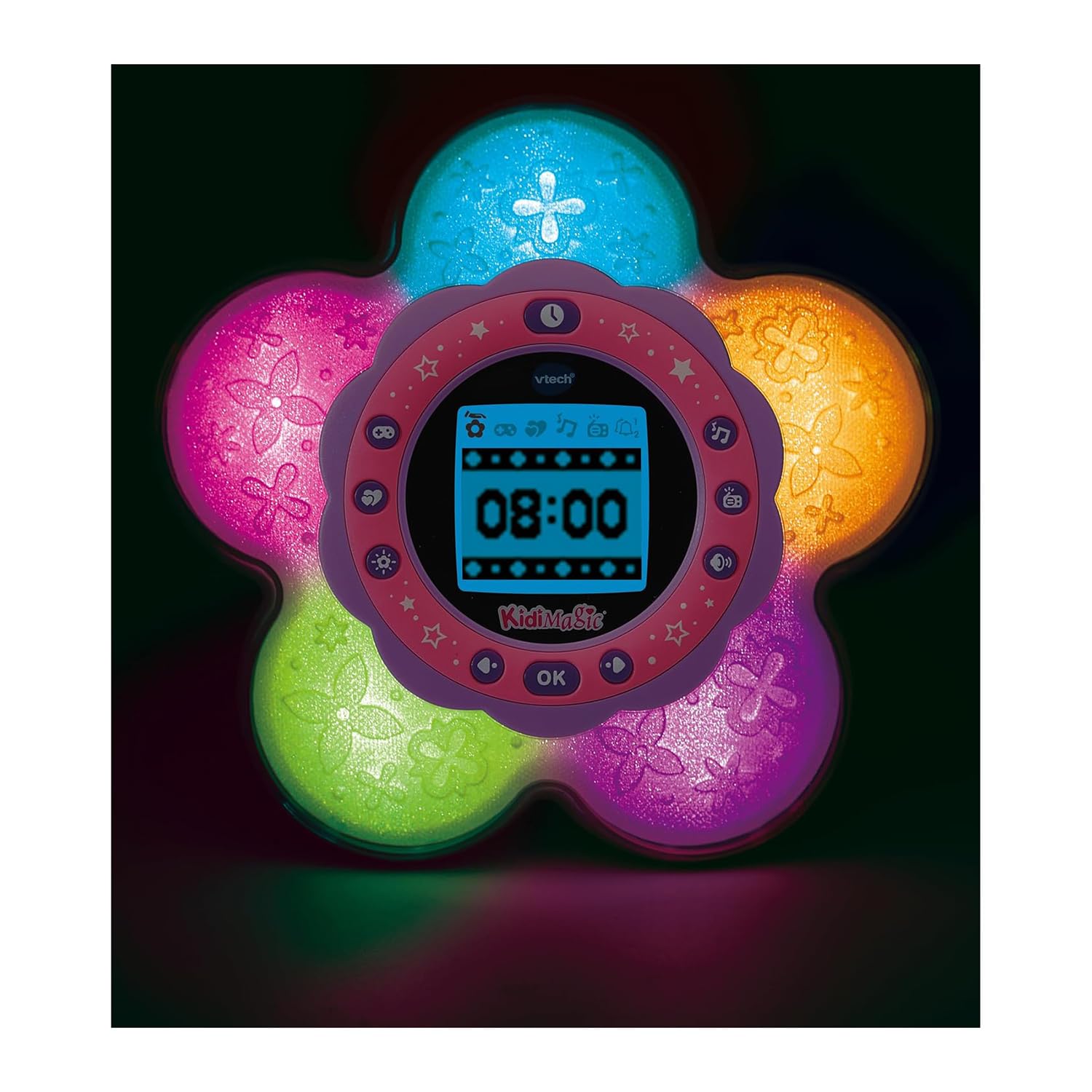VTech KidiMagic Galaxy Light, Radiosveglia 9 in 1, Proiettore Bambini Aurora Boreale, Fiore Luminoso con Sensore di Movimento, Radio FM e MP3, Lingua Italiana, Batterie Incluse, 6+ Anni