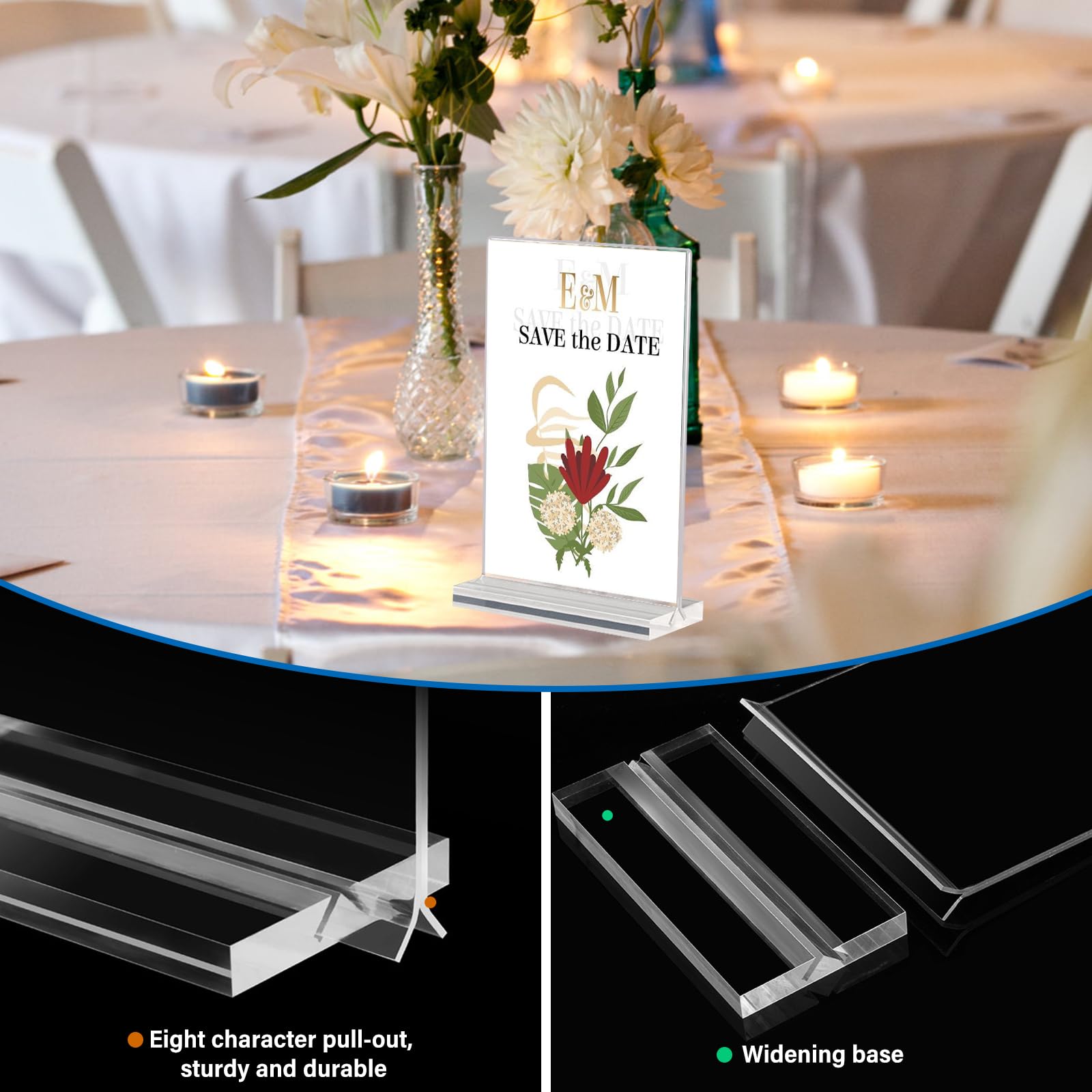 Présentoir de Table A5: 6 Pièces Porte Affiche A5, Porte Menu Transparente Acrylique, Présentoir A5, Chevalet de Table, Porte Menu Restaurant, Porte Presentoir pour Menu Mariage, Cadre Photo, Hôtel
