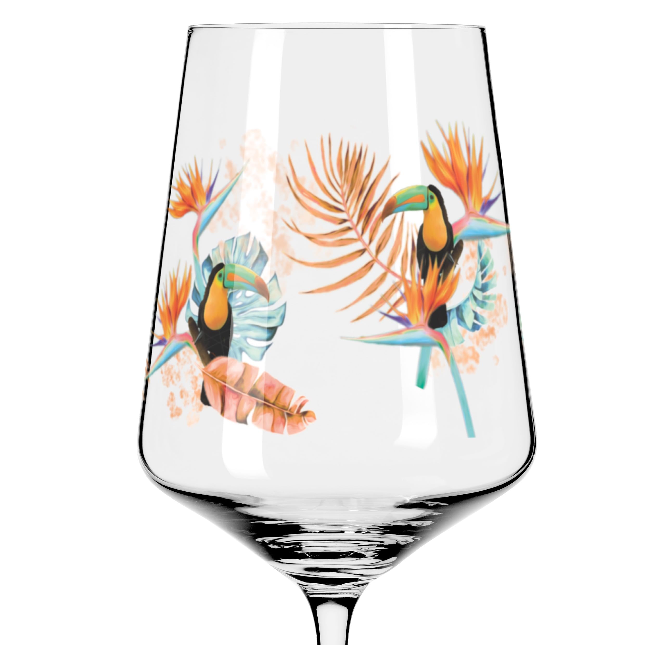 RITZENHOFF 6051004 Szklanki do aperitifu 500 ml - zestaw 4 szt. - seria Sommerrausch - motyw roślin tropikalnych - Made in Germany, pomarańczowy