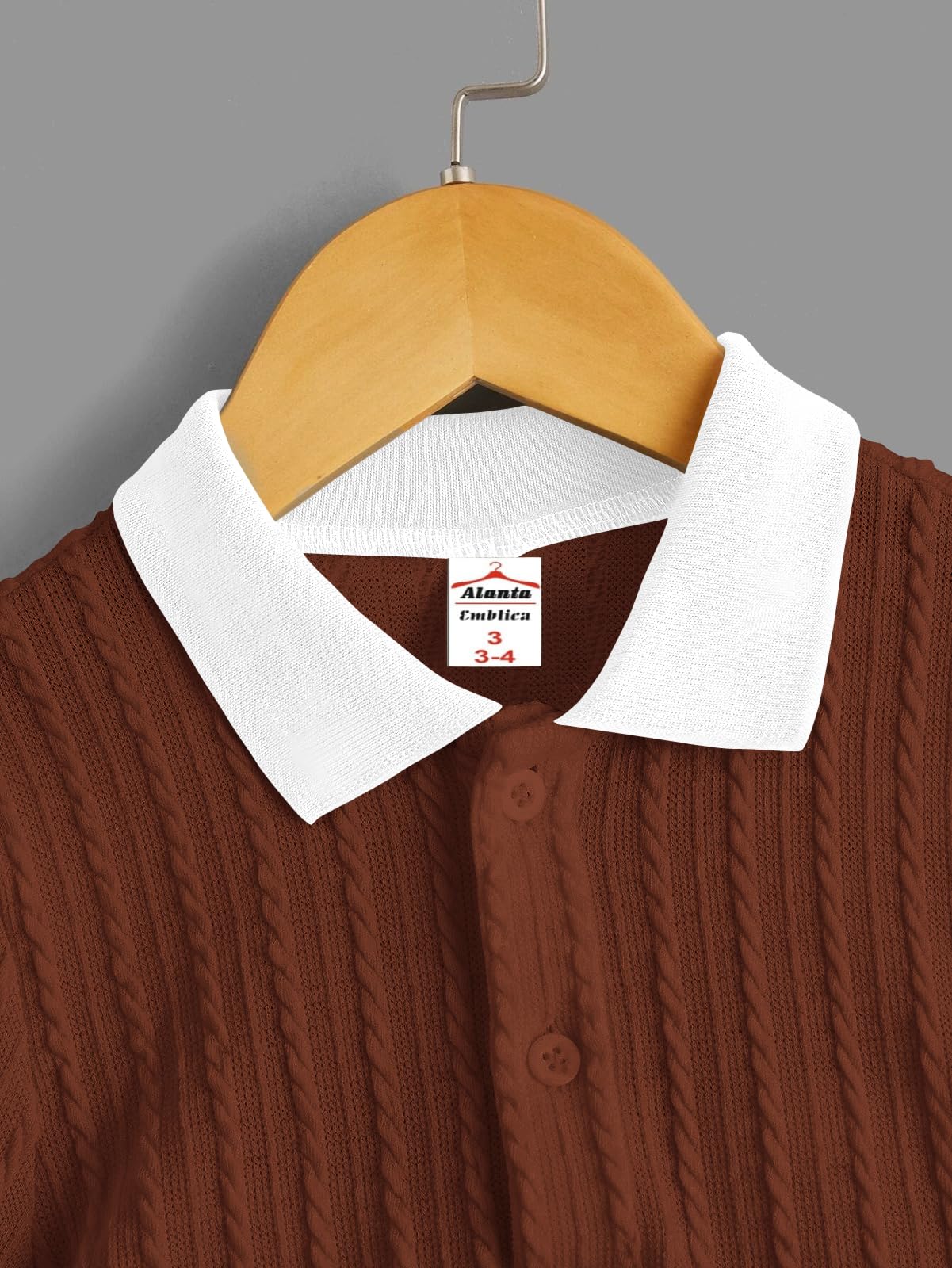 EMBLIKA Cotton Lycra Blend Half Sleeve Polo Neck Regular Fit Boys T-Shirt | Kids T-Shirt |Tshirts for Kids Boys | Cotton Tshirt Brown 2
