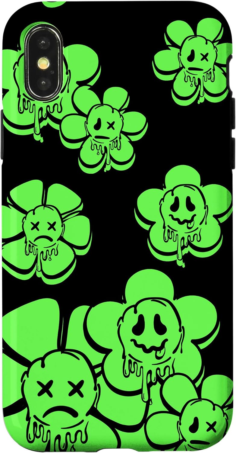 iPhone XR Melting Happy Face Smile Trippy Daisy Sad Face Graffiti Case