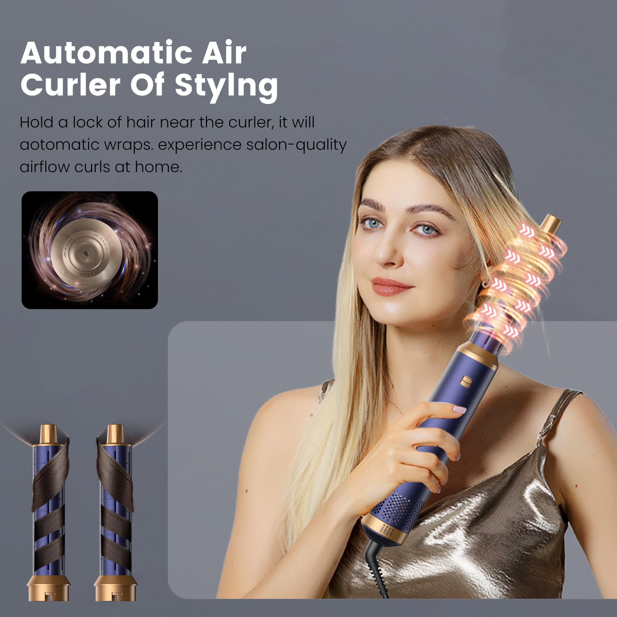 Air styler pro Secador 5 en 1 Moldeador de Pelo 5 Cabezales 3 Temperaturas