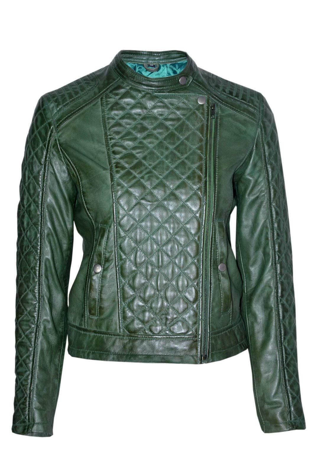 LE CRAZE Women's Genuine Lambskin Leather Jacket Slim Fit Biker Motorcycle Winter Jacket #WJ01