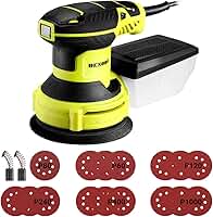 DESOON Lixadeira Orbital Elétrica 350W 127V com Coletor de Pó, Velocidade Variável 7000-13000RPM e 16 Lixas – Ideal para Madeira, Metal e Pintura