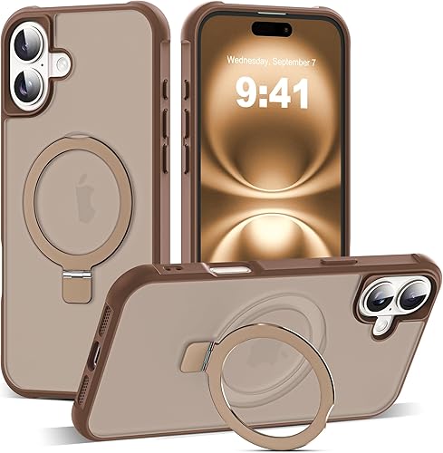 Miniatura 150 de Funda de grado militar compatible con iPhone 14 Plus de 6.7 pulgadas, con soporte magnético invisible tipo anillo, compatible con MagSafe y gran