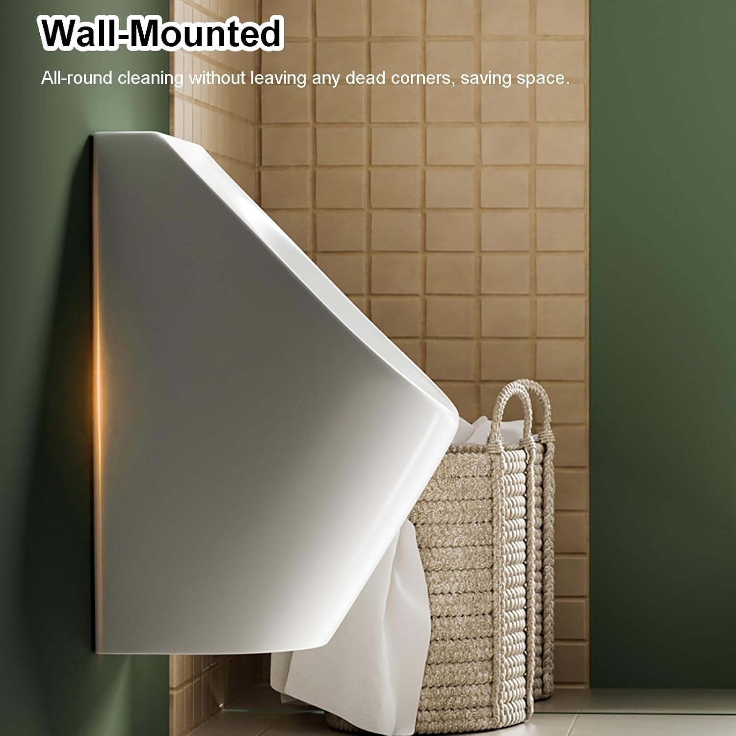 Wall Mounted Urinals for Men Porcelain Male Urinal Spill Proof Male Urinals Inductive Urine Diverter Bathroom Adult Garage Urinal(White)