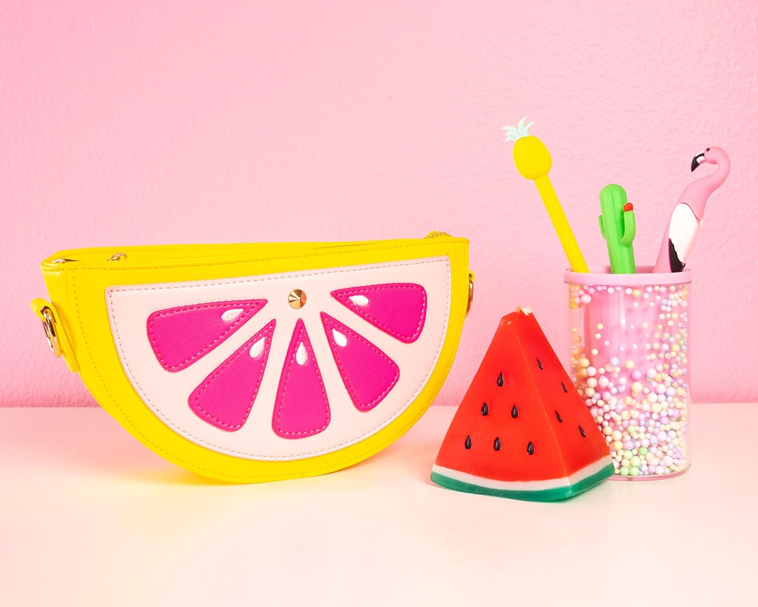 Bewaltz Novelty Handbag, Fun Shape Tween Style - Sauce Packet Crossbody (Juicy Grapefruit)