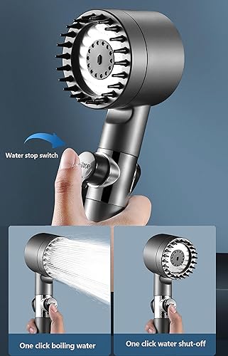 Miniatura 6 de Ducha de mano extraíble, masajeador de cuero cabelludo, filtración a presión y múltiples modos de rociado, cabezal de ducha con filtro, lavado con