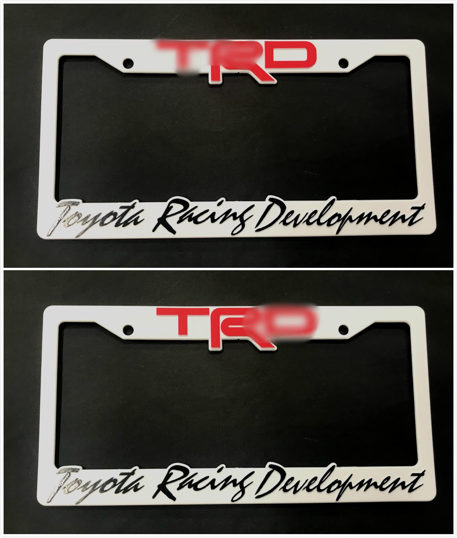 Set of 2 T-R-D Racing Development Off Road License Plate Frame Cover Holder for Toyota -Plastic (White)
