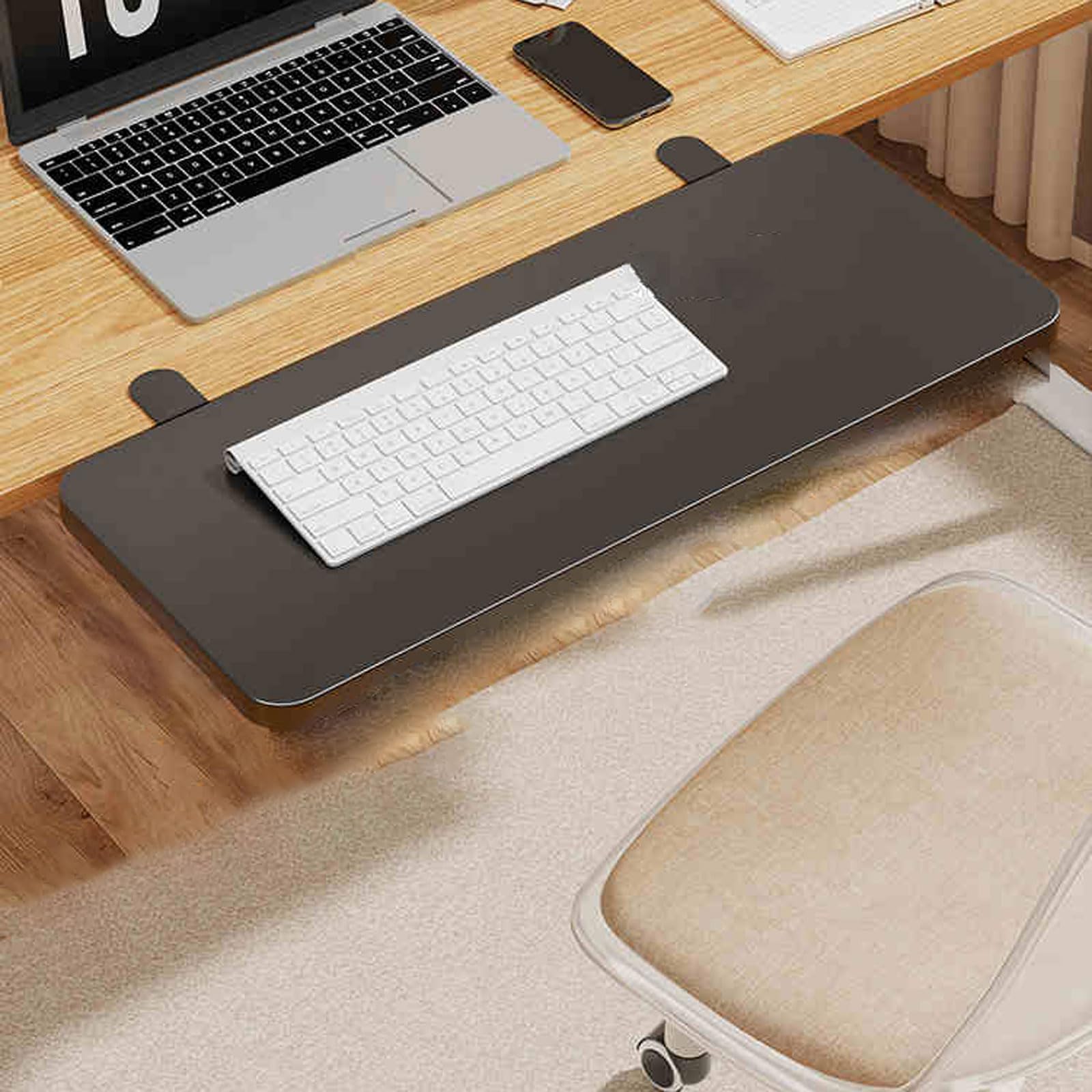 Rallonge De Plateau Clavier Pliable,Rallonge De Bureau Pliable,Table D'Extension De Bureau,Rangement Pliable,Conception De Clips,Convient Aux Tables Chaises Bureaux Usage Domestiq