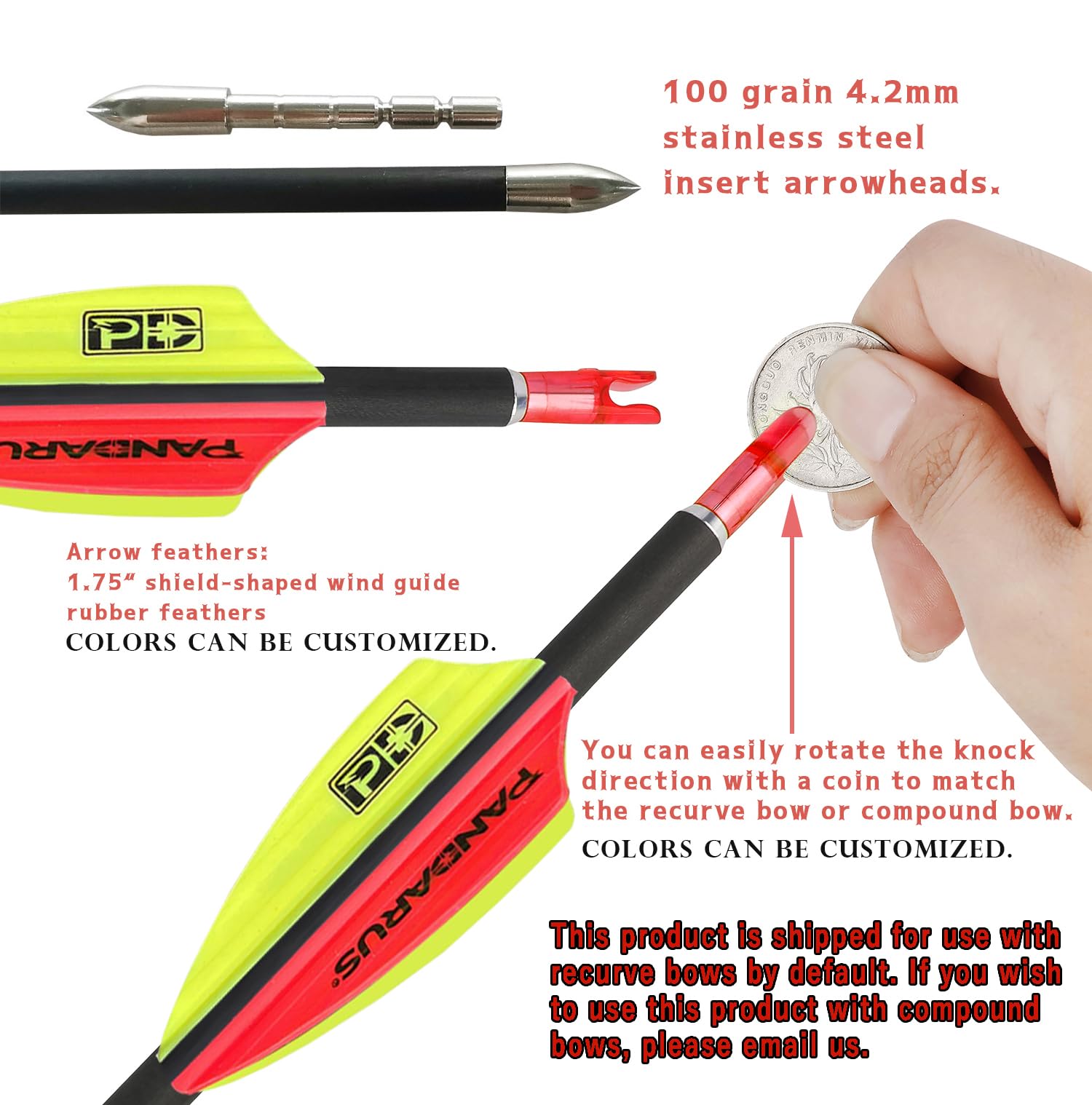 31" Flèche en Carbone Pur pour compétition Spine 200~1500 Flèches de Chasse ± 0,003" ID4,2 mm pour Arc Classique et Arc à poulies 12 pcs