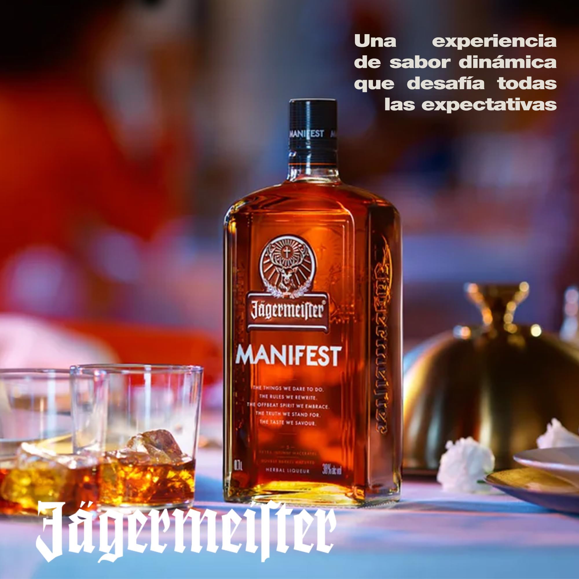 JÄGERMEISTER - Manifest 500 ml, Licor de Hierbas Premium, con Ingredientes Botánicos, Notas de Vainilla, Cardamomo y Azafrán