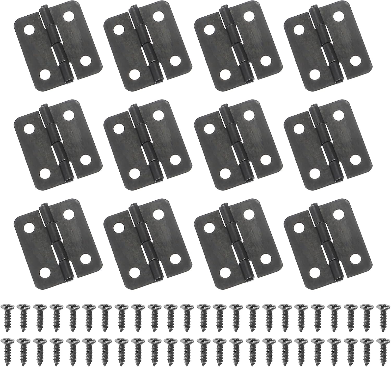 MECCANIXITY Small Butt Hinges 3/4 Inch Mini Jewelry Box Hinge with Screw for Jewelry Wooden Boxes Cabinet Drawer Doors Gate (Black, Pack of 12)