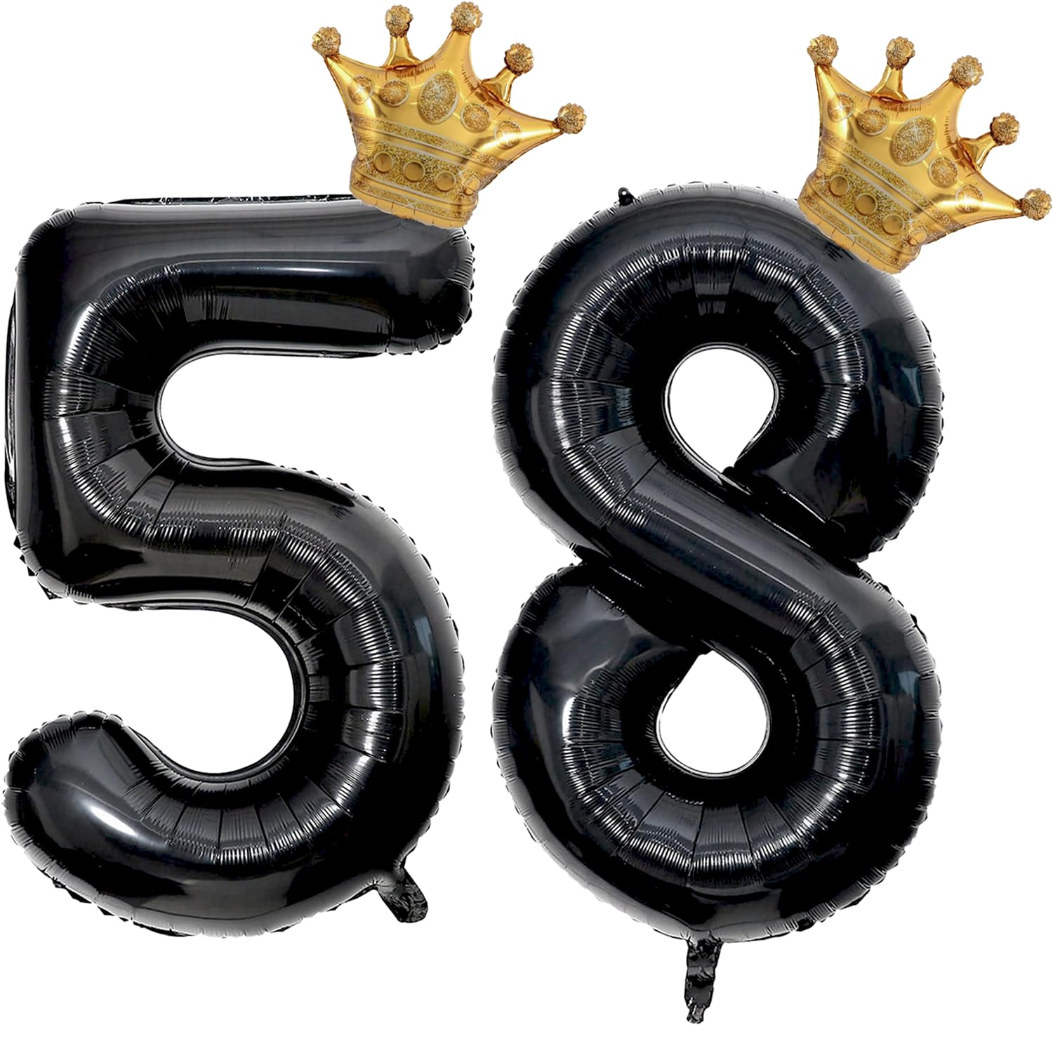 40 inch Large Black 58 Balloon Number with Gold Crown Balloons 58th Birthday Big Foil Mylar Helium Balloon for Women Man 58th Birthday Anniversary Decorations Supplies Favors(Number 58 Balloons）