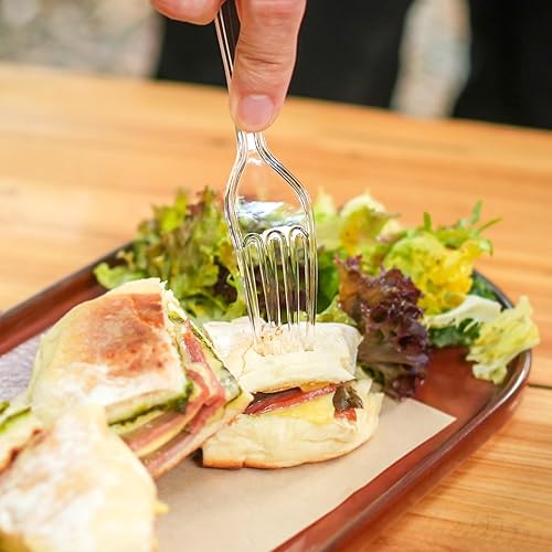 Miniatura 7 de PSTVITA Tenedores desechables de plástico transparente, paquete de 50 unidades envueltas individualmente