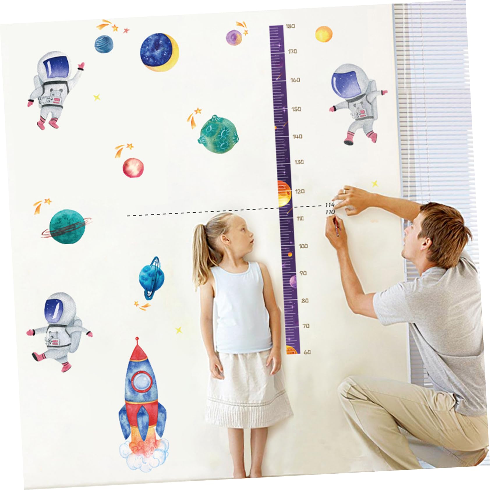 VICASKY 3sätze Abnehmbarer Astronaut-wachstumsmaßstab Wandaufkleber Für Kinderzimmer Lustiges Design Für Babyzimmer Kindergarten Und Hochwertiges Wiederverwendbar Und Langlebig