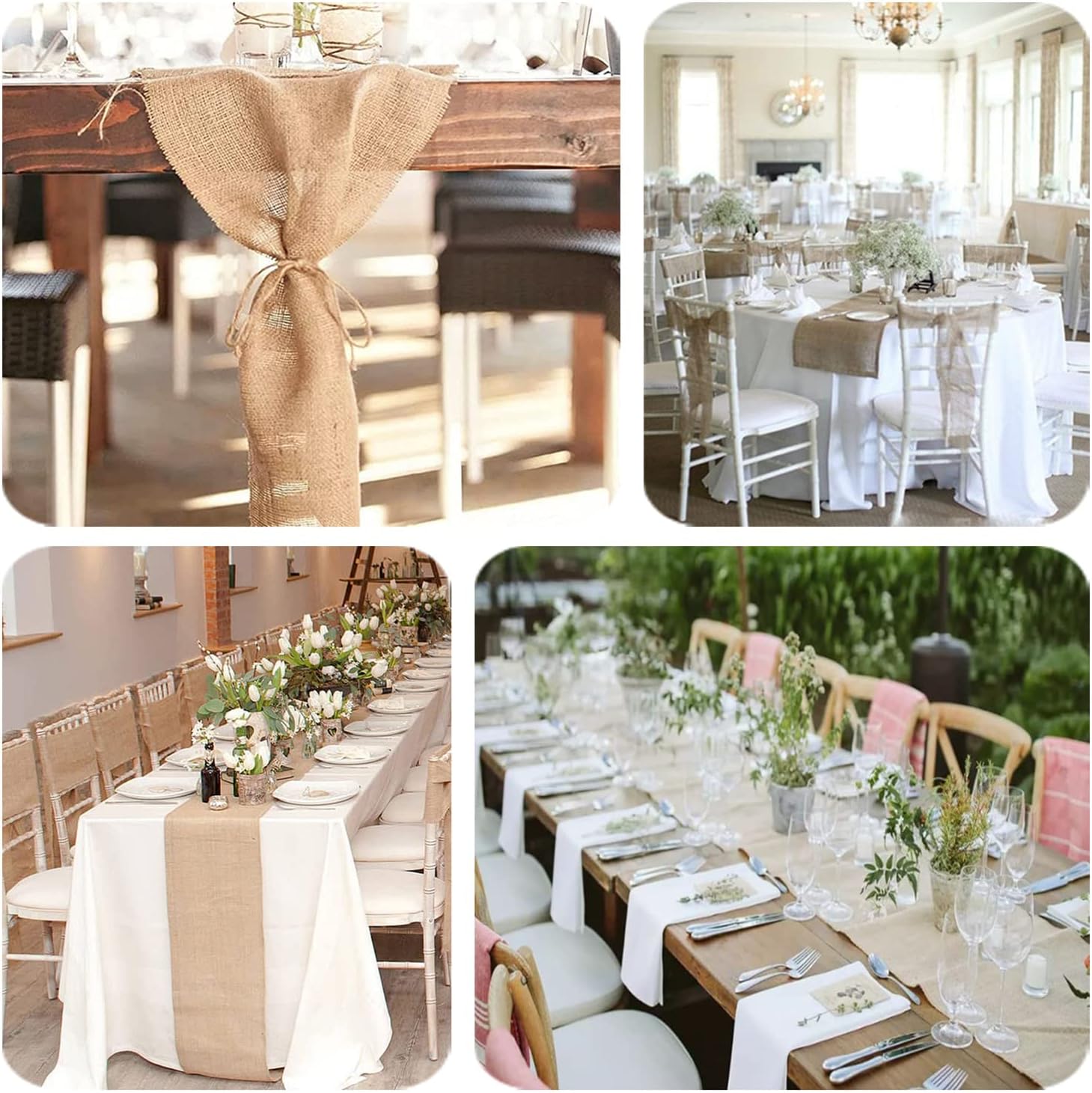Jute Burlap Table Runner-12'' Wide x 20 Yards Long Burlap Fabric Roll Perfect for Weddings, Table-Runners, Farmhouse-Style Dining Room, Decorations & Crafts.