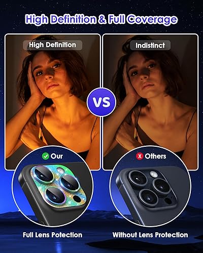 Miniatura 59 de Protector de lente de cámara compatible con iPhone 15 Pro/iPhone 15 Pro Max [metal de cobertura completa] Pantalla de vidrio templado 9H, cubierta
